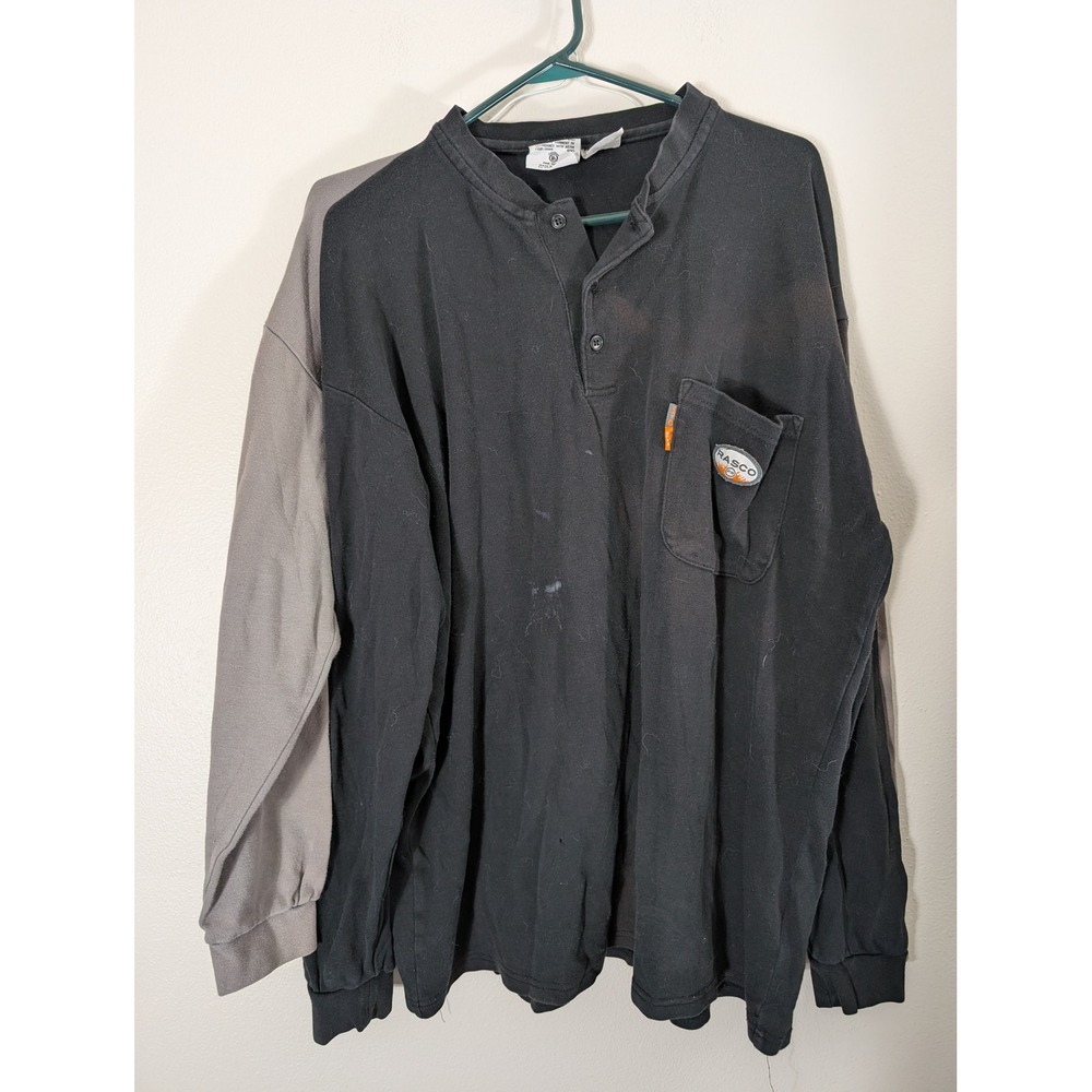 Rasco Men 2XL Lot of 2 Flame Resistant Long Sleeve Henley Work Shirt CAT 2 NFPA